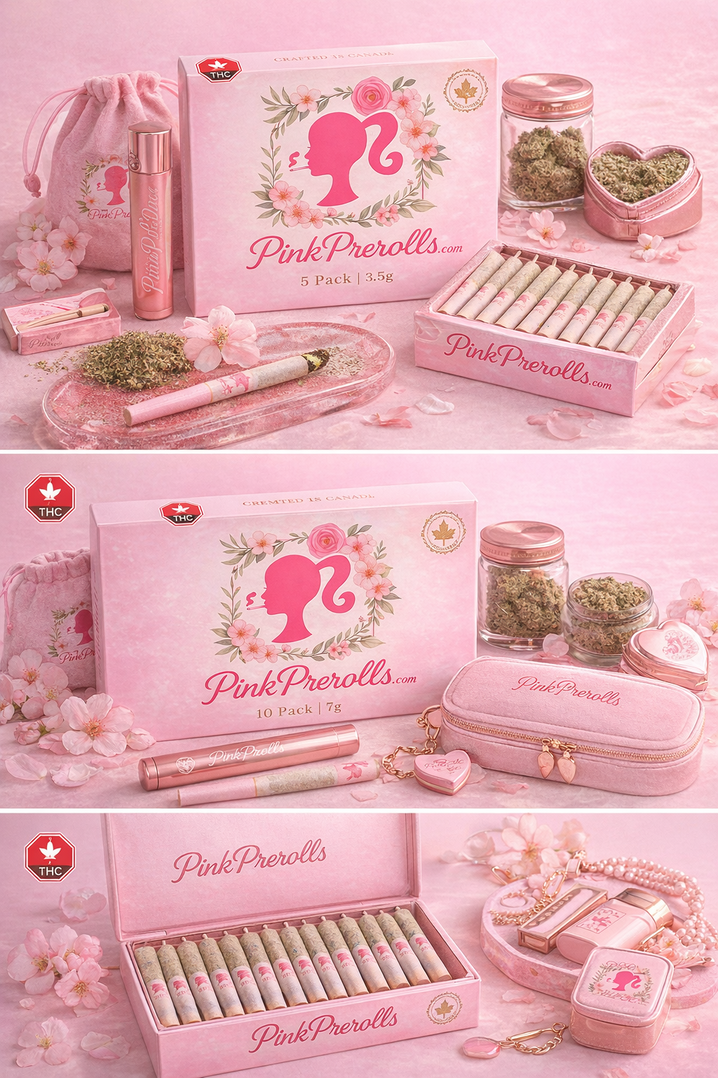 Pink PreRolls pack architecture with logo filter details
